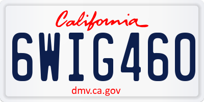CA license plate 6WIG460