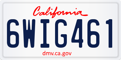 CA license plate 6WIG461