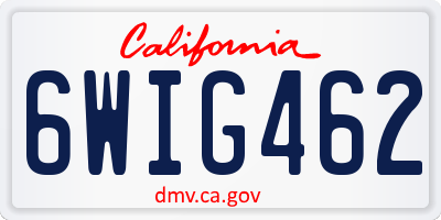 CA license plate 6WIG462