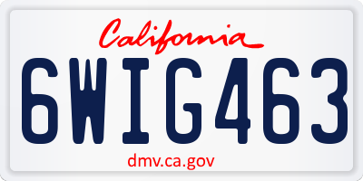 CA license plate 6WIG463