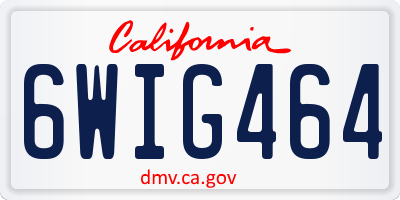 CA license plate 6WIG464