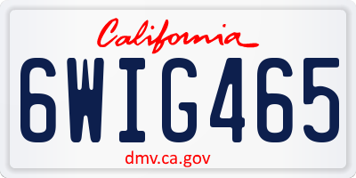 CA license plate 6WIG465