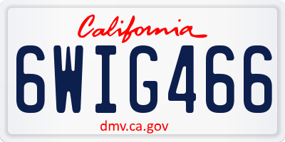 CA license plate 6WIG466