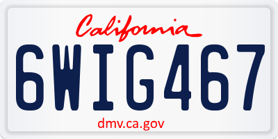 CA license plate 6WIG467