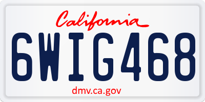 CA license plate 6WIG468