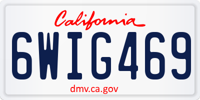 CA license plate 6WIG469