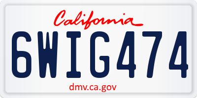CA license plate 6WIG474