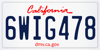 CA license plate 6WIG478