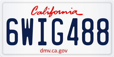 CA license plate 6WIG488