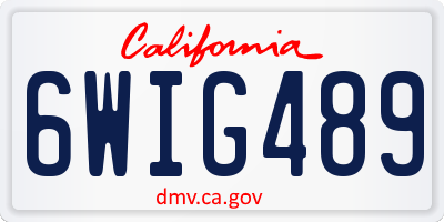 CA license plate 6WIG489