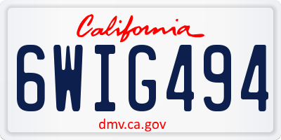 CA license plate 6WIG494
