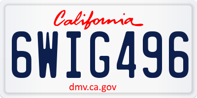 CA license plate 6WIG496