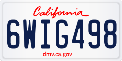 CA license plate 6WIG498