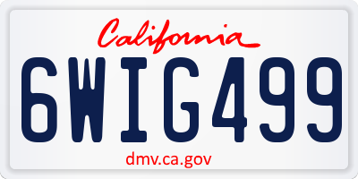 CA license plate 6WIG499