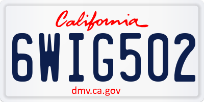 CA license plate 6WIG502