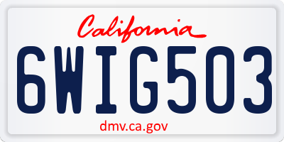 CA license plate 6WIG503