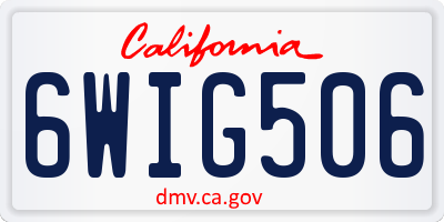 CA license plate 6WIG506