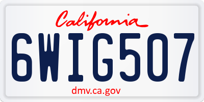 CA license plate 6WIG507