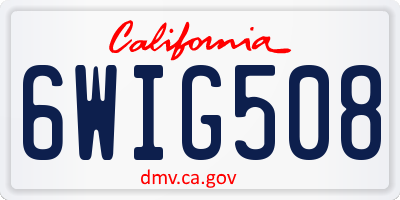 CA license plate 6WIG508
