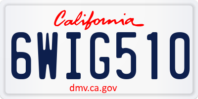 CA license plate 6WIG510