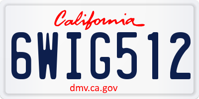CA license plate 6WIG512