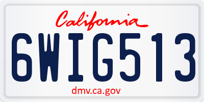 CA license plate 6WIG513