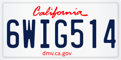 CA license plate 6WIG514