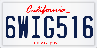 CA license plate 6WIG516