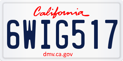 CA license plate 6WIG517