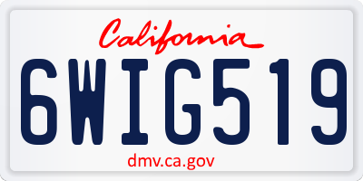 CA license plate 6WIG519
