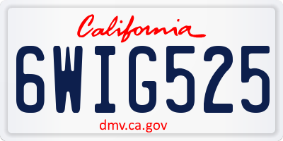 CA license plate 6WIG525