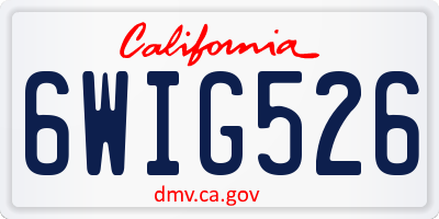 CA license plate 6WIG526