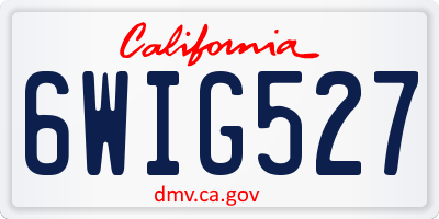 CA license plate 6WIG527