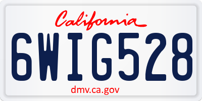 CA license plate 6WIG528