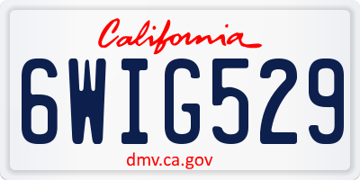 CA license plate 6WIG529