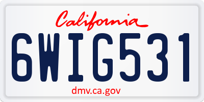 CA license plate 6WIG531