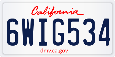 CA license plate 6WIG534