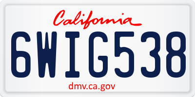 CA license plate 6WIG538