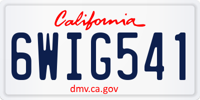 CA license plate 6WIG541