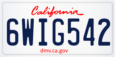 CA license plate 6WIG542