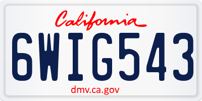 CA license plate 6WIG543