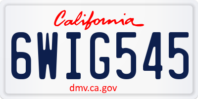 CA license plate 6WIG545