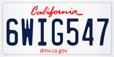 CA license plate 6WIG547