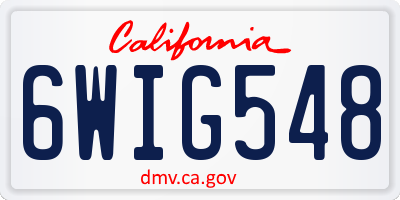 CA license plate 6WIG548