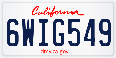 CA license plate 6WIG549