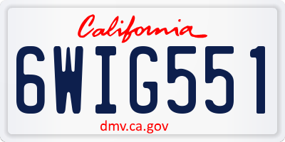 CA license plate 6WIG551