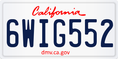 CA license plate 6WIG552