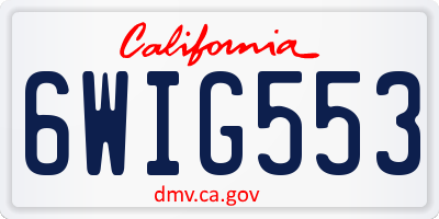 CA license plate 6WIG553