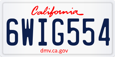 CA license plate 6WIG554