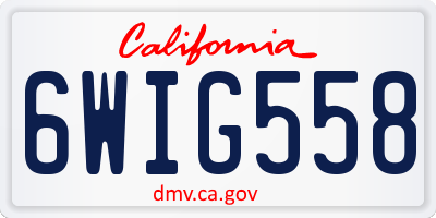 CA license plate 6WIG558
